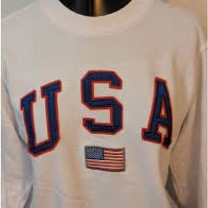 Women's Mighty Fine USA White Crop Top Sweatshirt
